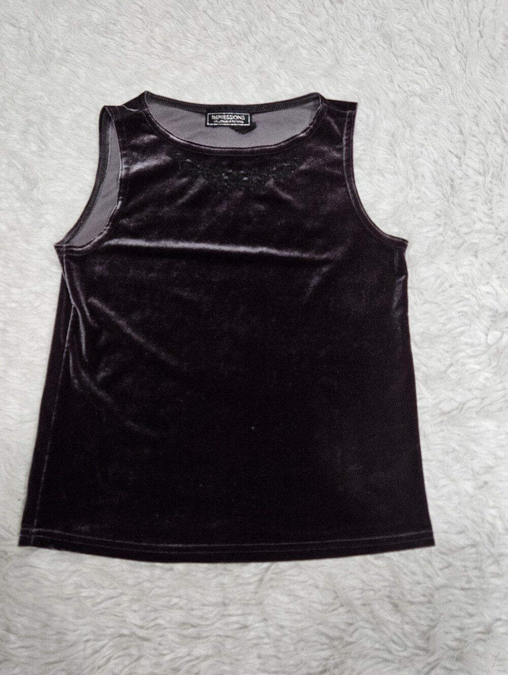Impressions Velvet Sleeveless Tank Top in Deep Plum